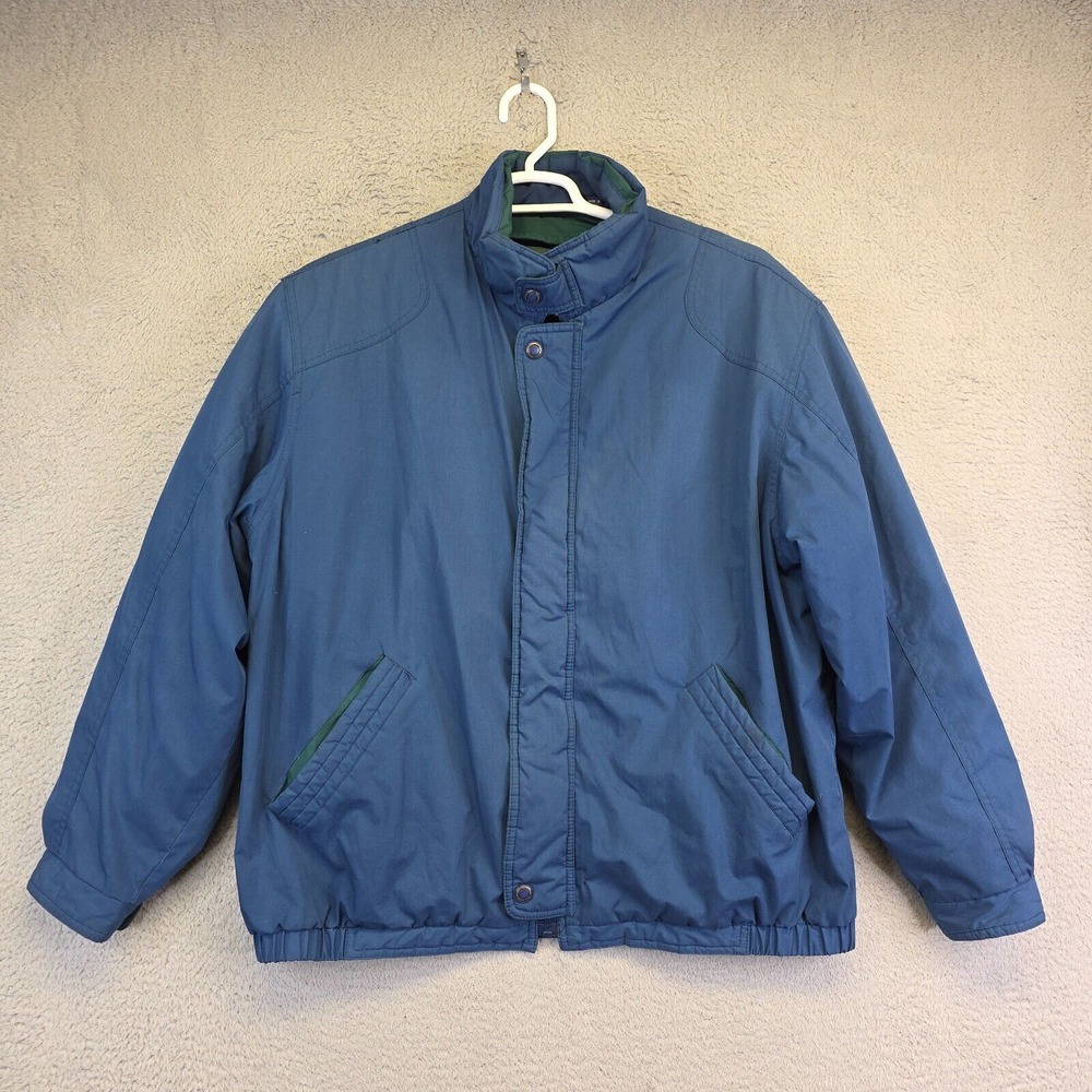 Members Only Jacket Mens L Blue Removable Flannel Plaid Liner Quilted Vintage